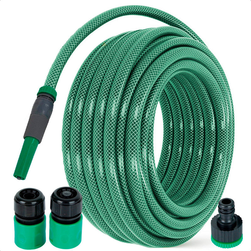Manguera De 1/2 Pulgada Reforzada 20 Metros Con Accesorios Color Verde