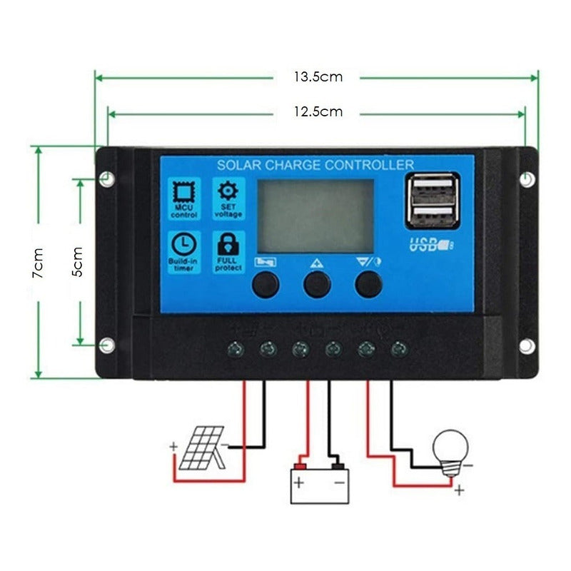 Regularor De Carga Solar 30a Controlador Panel Solar 12v 24v