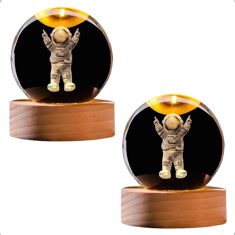 Pack X2 Lámparas De Cristal 3d Lámparas Led Bola De Cristal
