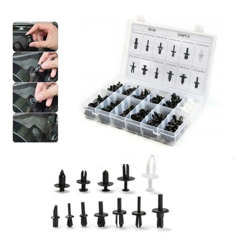 Set 350 Retenedores De Plástico Para Autos Clips Remaches