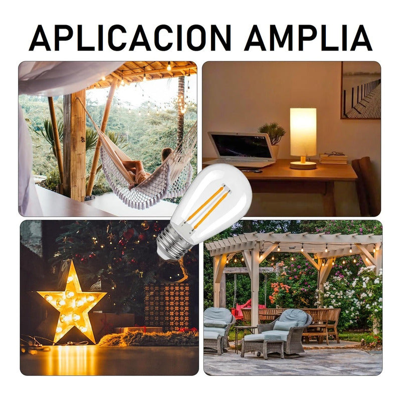 Pack X10 Ampolleta Vintage 2w E27 Filamento Luz Calida
