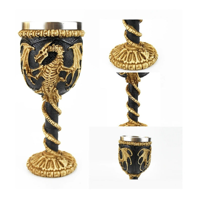 Copa Caliz Dragon Esqueleto Copa Vikingo Gotica Resina
