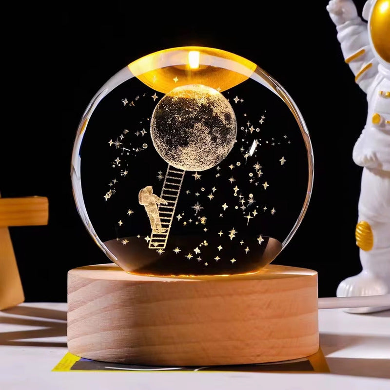 Pack X2 Lámparas De Cristal 3d Lámparas Led Bola De Cristal