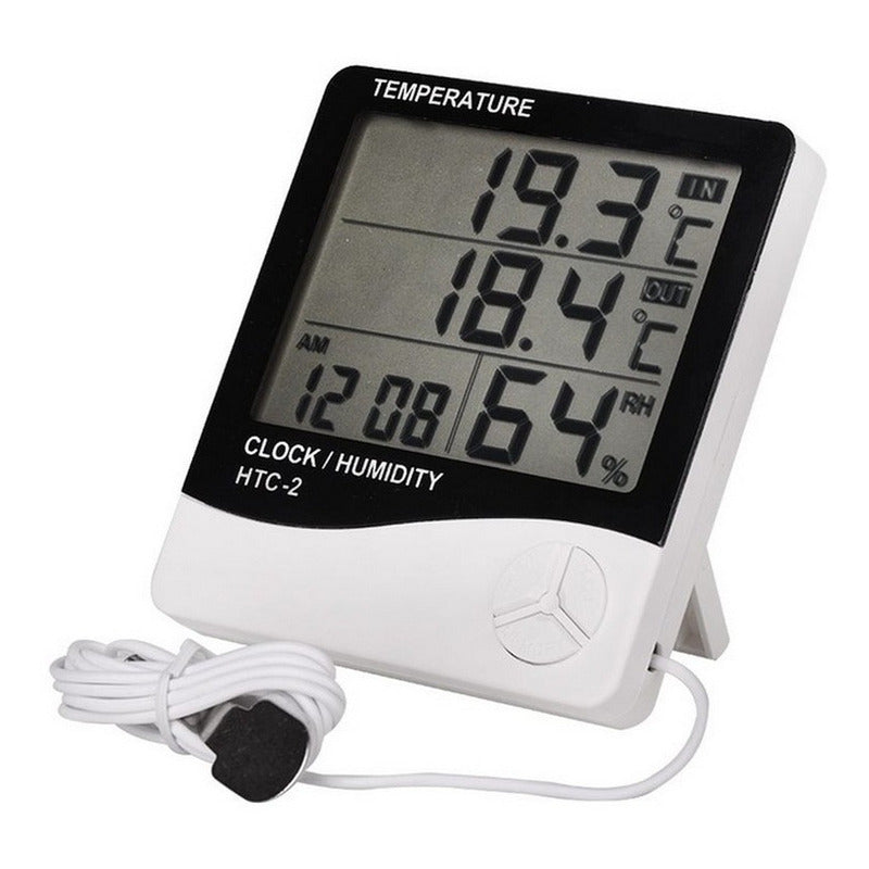Termómetro Digital Reloj Higrometro Humedad Ambiental Htc-2