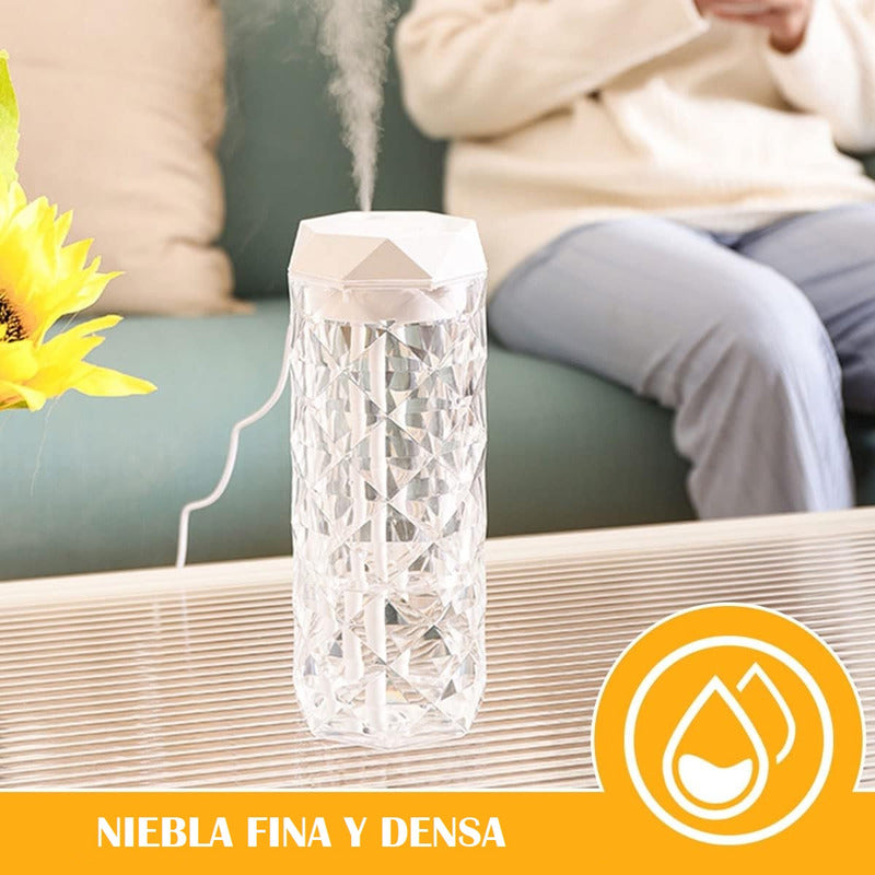 Lampara Humidificador 900ml Lampara Led Cristal Lampara Mesa Color Transparente