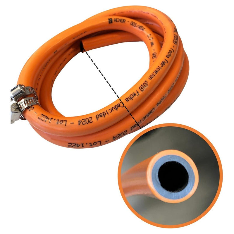 Kit Regulador Válvula De Gas Licuado+manguera Gas+abrazadera