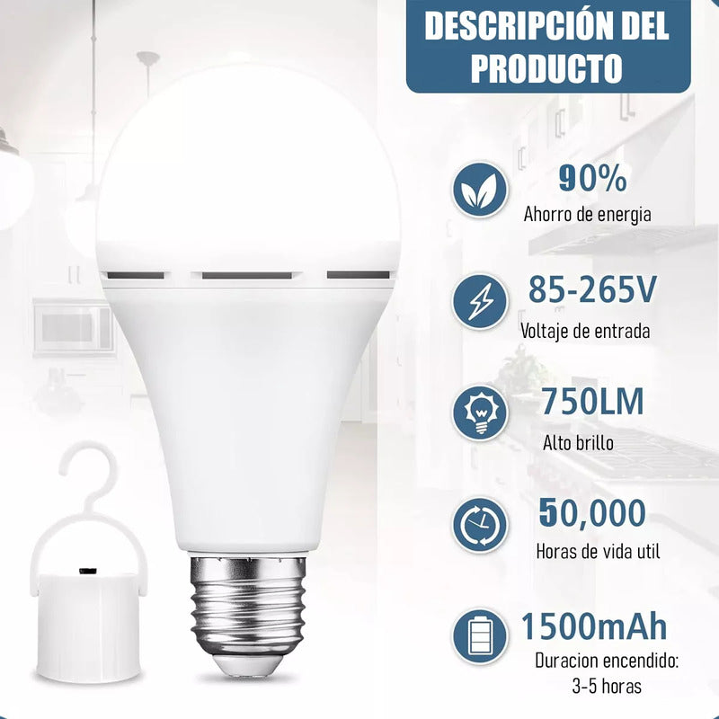 Pack X4 Ampolletas 9w Led Pack X4 220v Recargable Pack Ampolleta E27 X4 Arcashopping Pack X4 Ampolleta Recargable Ampolleta E27 Ampolleta Led 9w