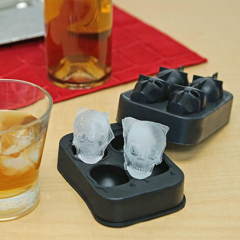 Pack X4 Cubetera Hielo Silicona Calavera Molde Hielo Flexibl