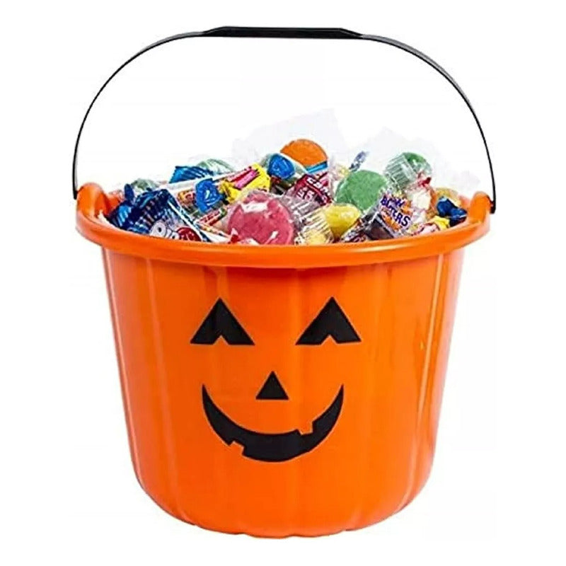 Cubo Calabaza Para Dulces Halloween Balde Dulces Fiestas