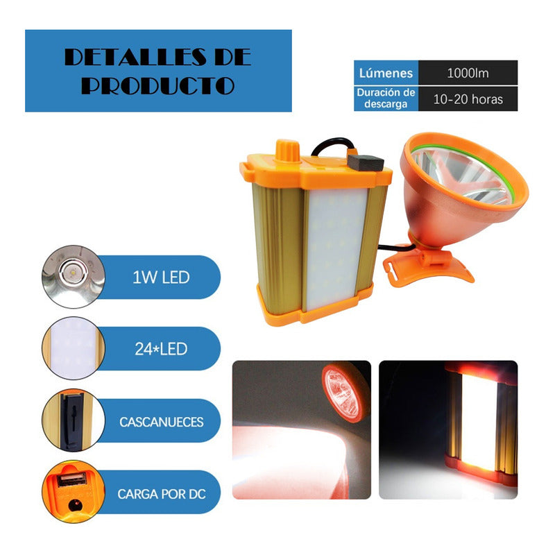 Linterna Cintillo Minera Recargable Camping Lampara 100w