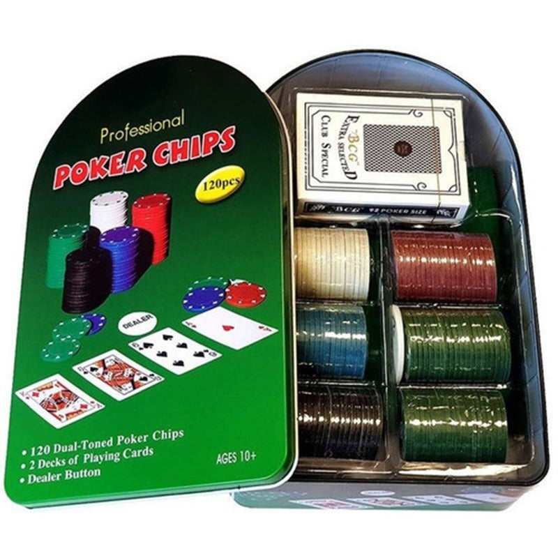 Pack 2 Set Poker Juego De Mesa 120 Fichas Naipes Fichas Poke
