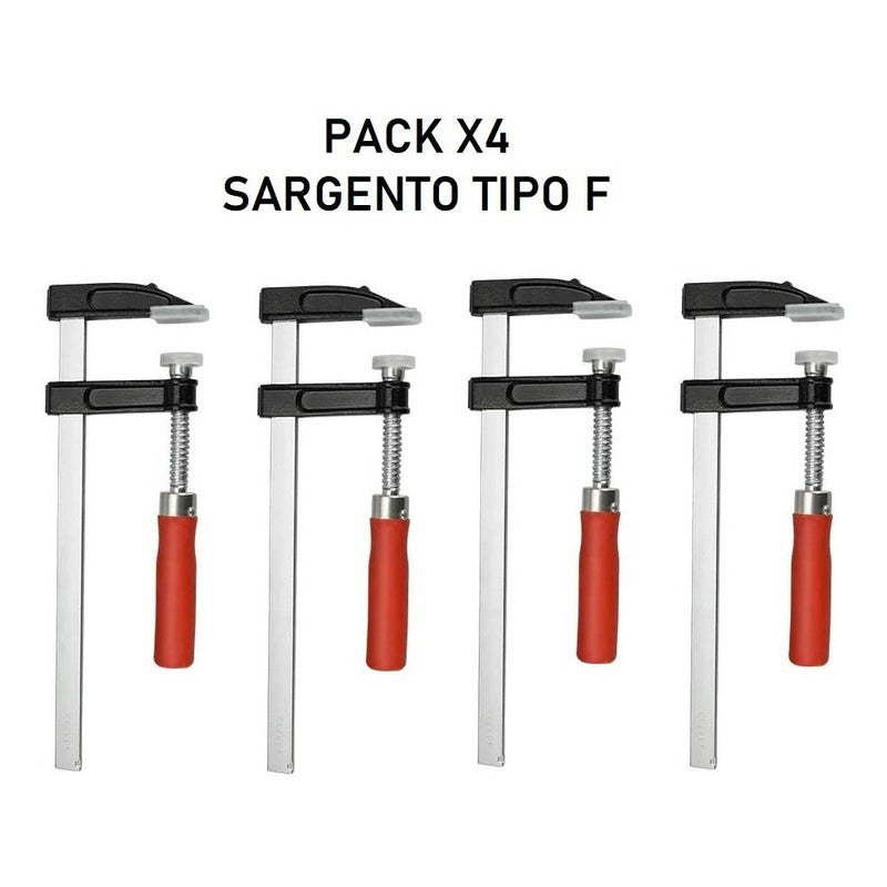 Pack X4 Prensa Sargento Tipo F Carpintería 200x50mm Abrazade