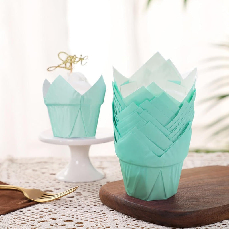 Pack 24 Capsulas De Papel Para Muffins Tulipán Molde Cupcake