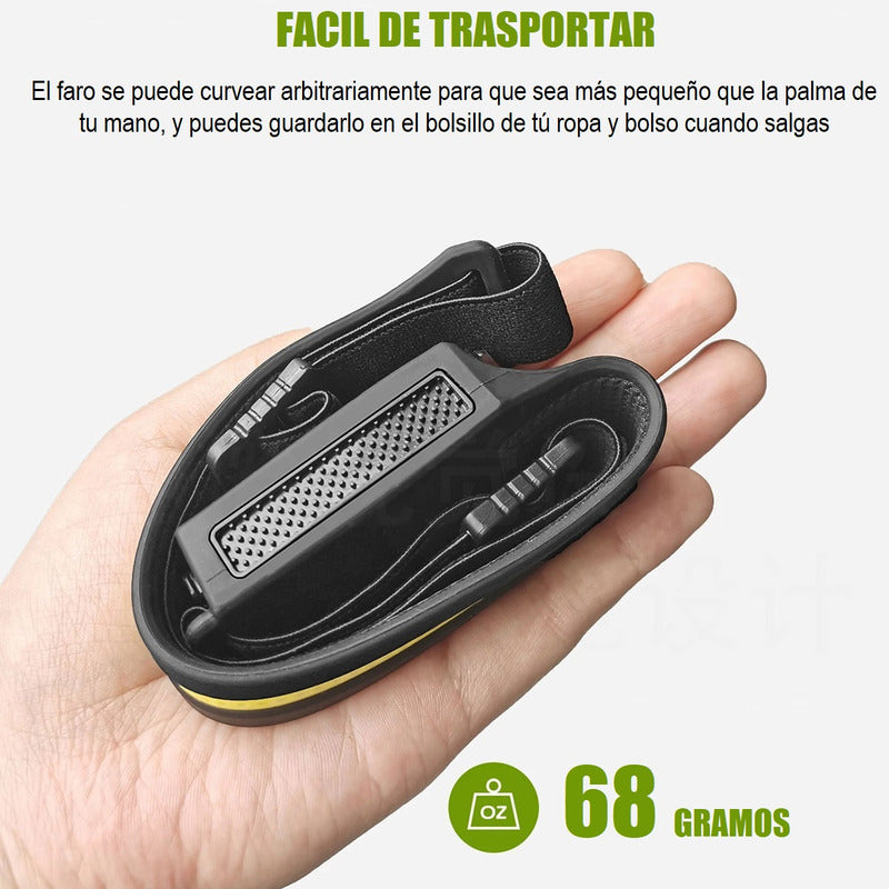 Linterna Frontal Led Brillante Luz Camping Lampara De Cabeza Linterna Negro Luz Blanco