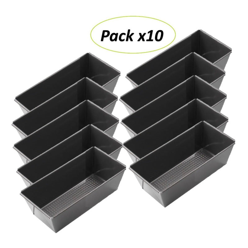 Pack X10 Molde Reposteria Rectangulares Pan Queque 25cm