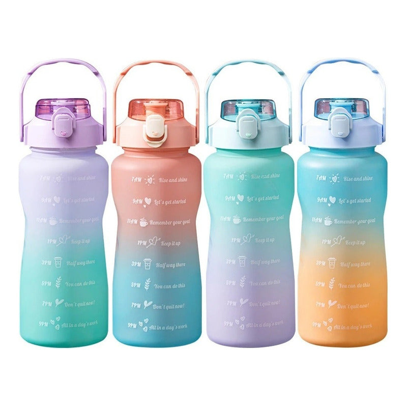 Pack X2 Botellas De Agua Deportiva 2l Y 1l Botella Portátil