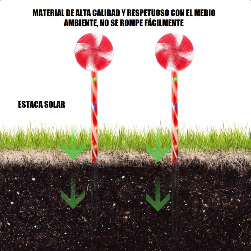 Pack X5 Estacas Solares Luces Navideñas Luces De Navidad