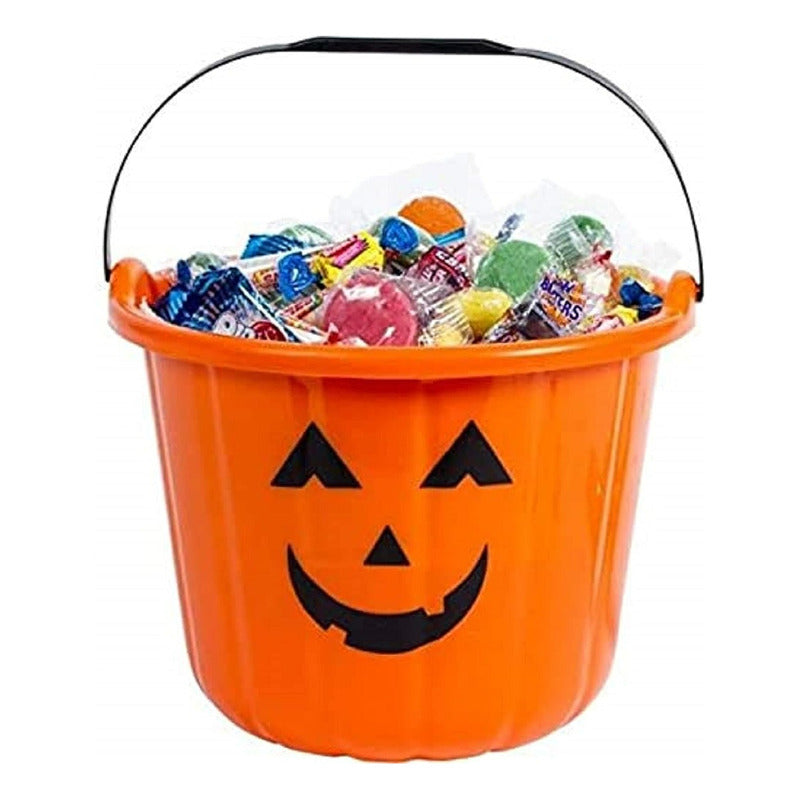 Cubo Calabaza Para Dulces Halloween Balde Dulces Fiestas