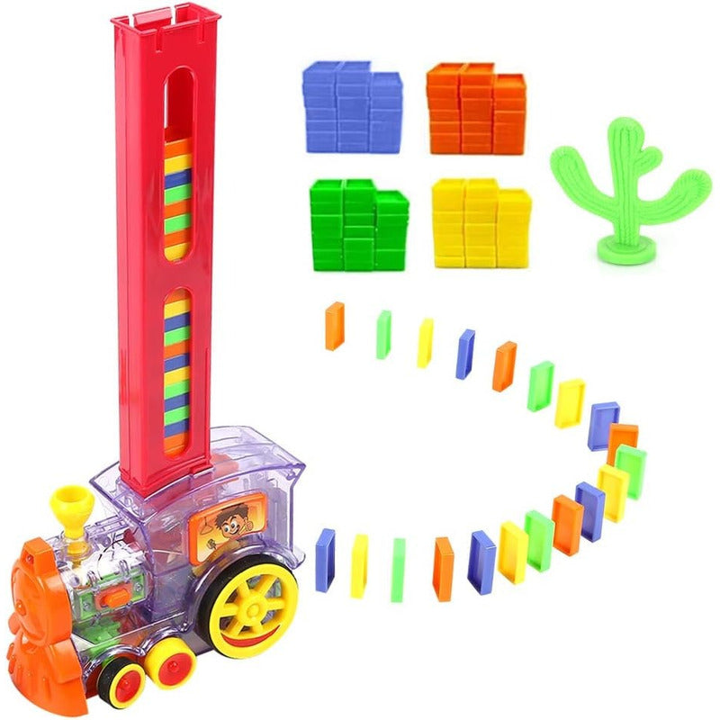 Tren Domino De Juguete Tren Automático Juego Didáctico Color