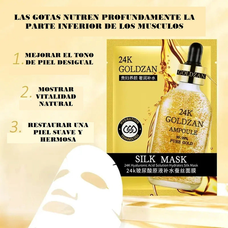Pack 10 Mascarillas Faciales Mascarillas Hidratantes Oro 24k