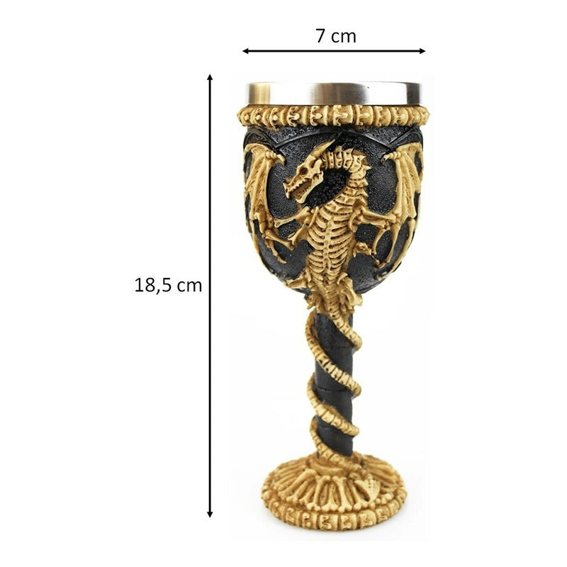 Copa Caliz Dragon Esqueleto Copa Vikingo Gotica Resina