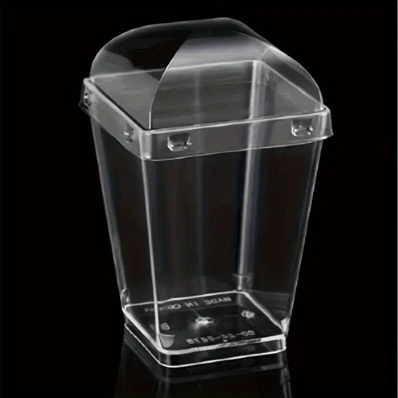Pack X100 Vasos Acrílico Con Tapa 150ml Pocillo Para Postres