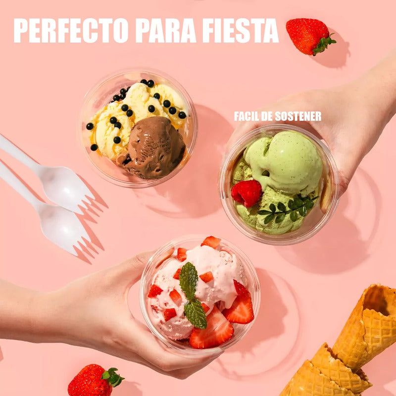 Pack 25 Envases De Plástico Desechables Con Tapa Vaso Postre