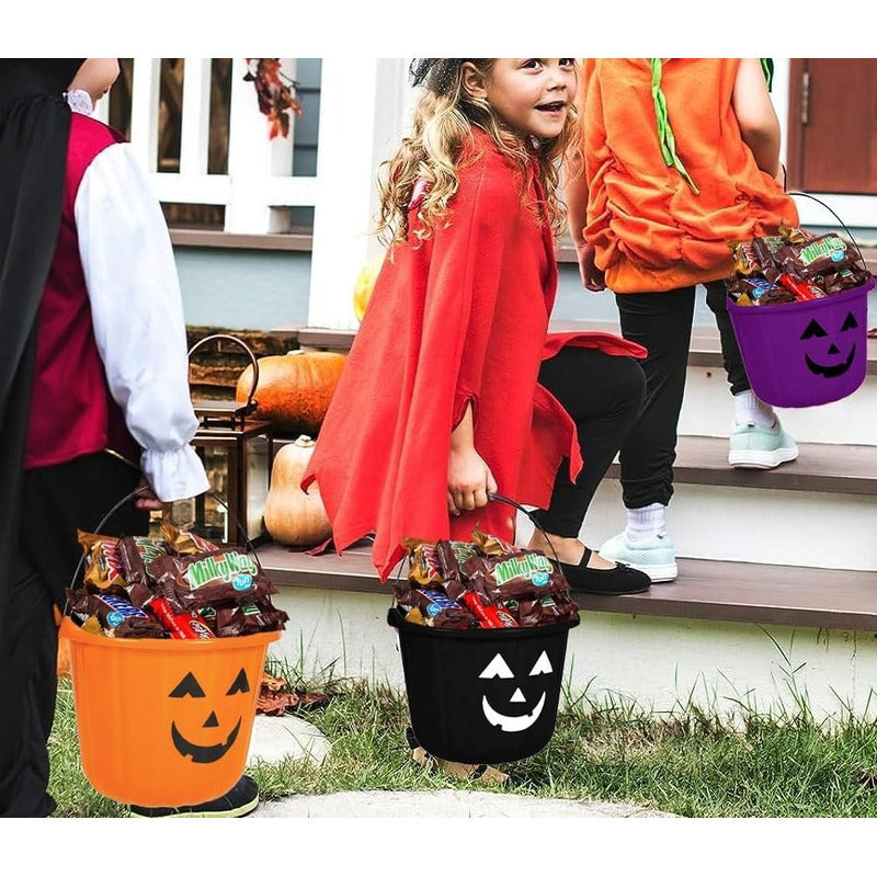 Cubo Calabaza Para Dulces Halloween Balde Dulces Fiestas