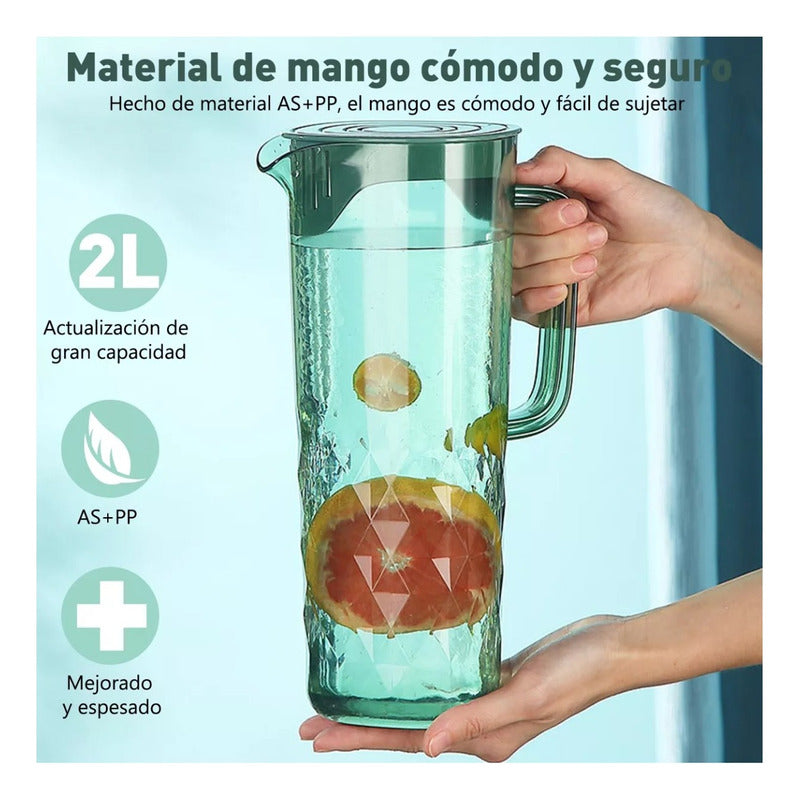 Set Jarra 2 Litros + 4 Vasos Jarra Agua Jugo Refrigerante