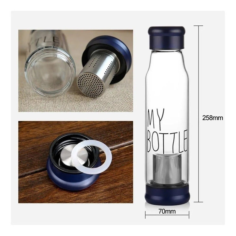 Botella Infusor De Vidrio Infusor De Te Con Funda 550ml