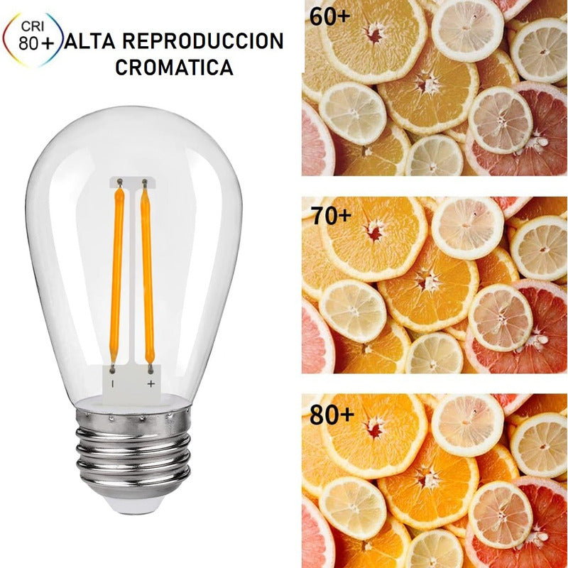 Pack X10 Ampolleta Vintage 2w E27 Filamento Luz Calida