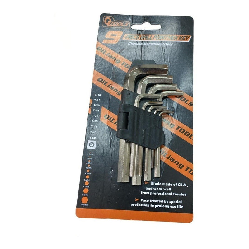 Llave Allen 9 Piezas Herramientas Carpinteria Auto Casa