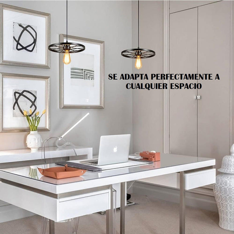 Pack X2 Lampara Living Comedor Rueda Rustica Lampara Vintage