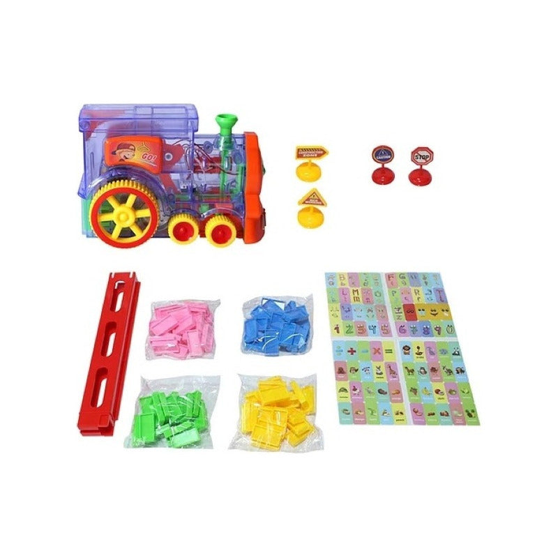 Tren Domino De Juguete Tren Automático Juego Didáctico Color