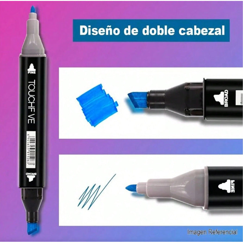 Pack X2 Set Estuches Plumones Marcadores Doble Punta 24 Rotu