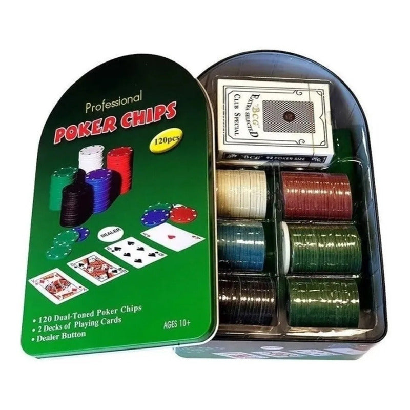 Pack 2 Set Poker Juego De Mesa 120 Fichas Naipes Fichas Poke