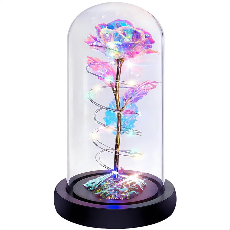 Rosas Eternas Encapsulada Rosa San Valentin Led Vidrio Cupul