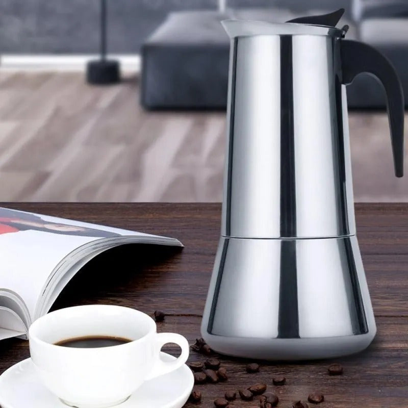 Cafetera Italiana Inoxidable Cafetera Espresso 2 Tazas Coffe Color Gris