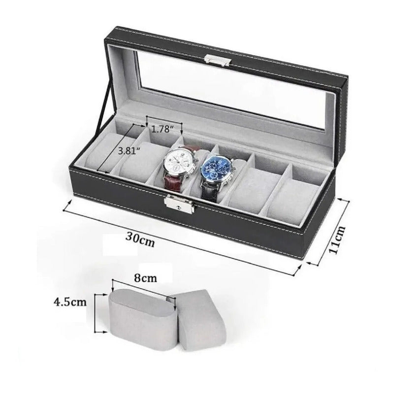 Organizador De Relojes Caja Para Guardar Reloj Estuche 6pza