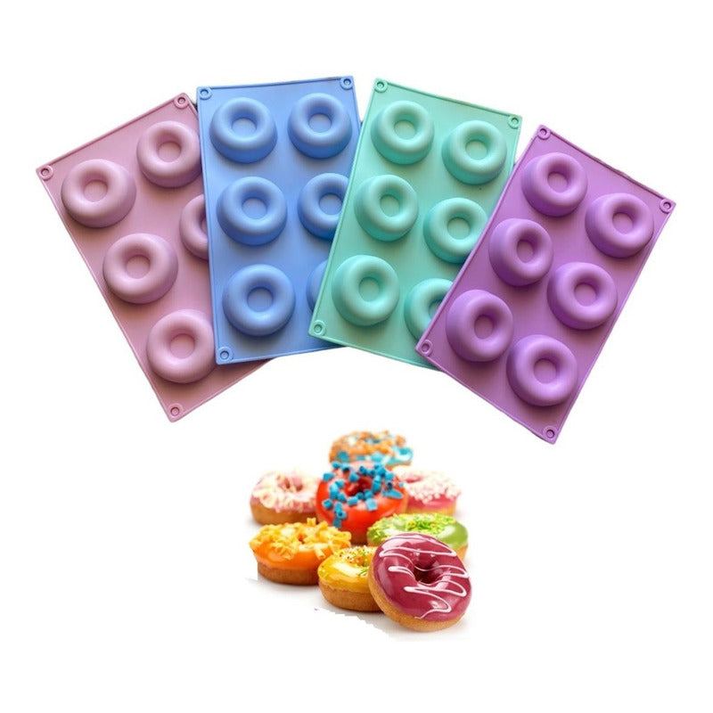 Molde Silicona 6 Rosquillas Moldes Reposteria Donas Donuts