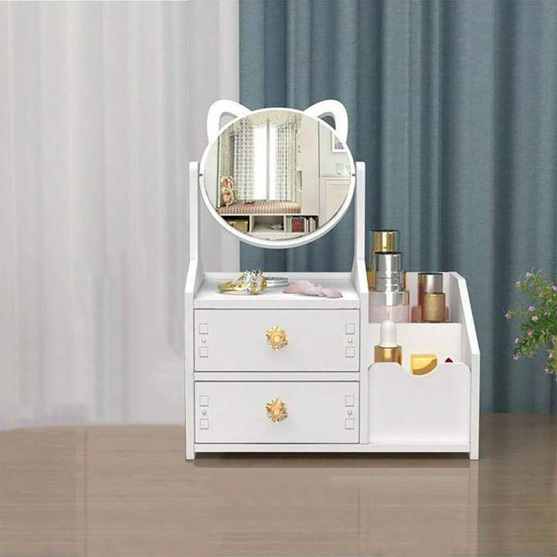 Organizador De Maquillaje Con Espejo Organizador Joyero Color Blanco