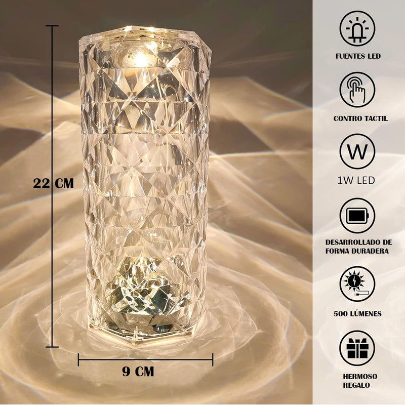 Pack X2 Lámpara Cristal Mesa Lámpara Led Decorativa Táctil