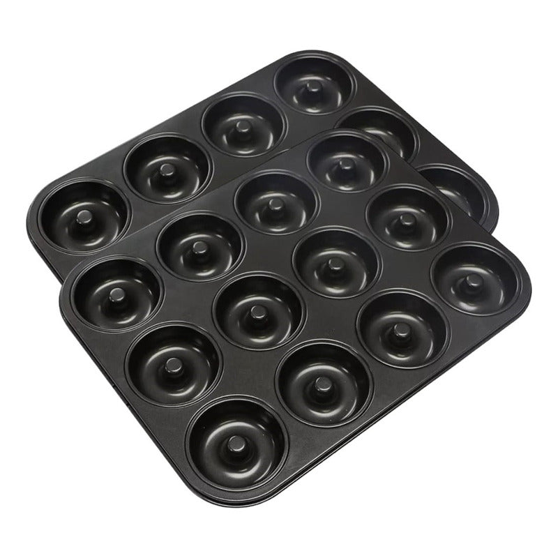 Pack X2 Molde 12 Rosquillas Queques Anti Adherente Donuts