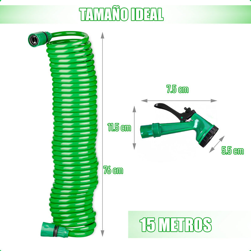 Pack X2 Manguera Espiral Riego Retratil 15 Mtrs Manguera Exp