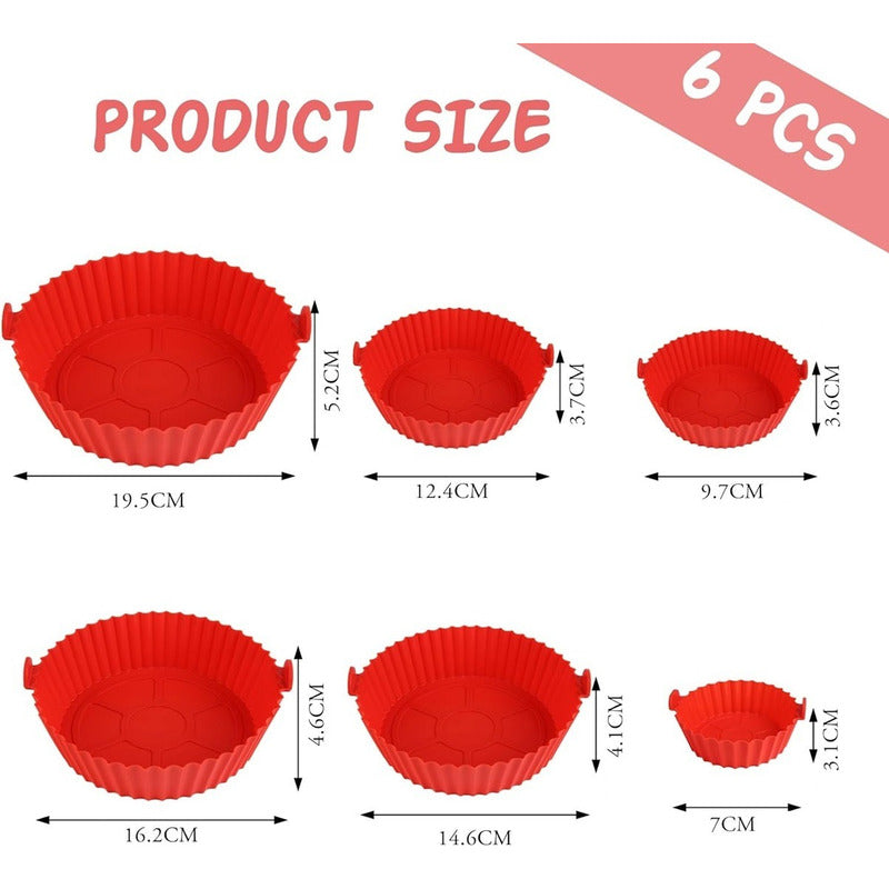 Pack X6 Molde Silicona Antiadherente Para Freidora De Aire