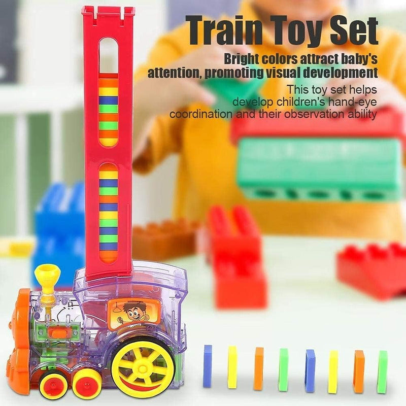 Tren Domino De Juguete Tren Automático Juego Didáctico Color