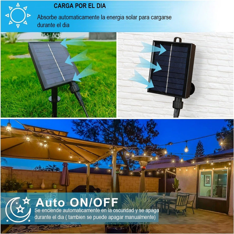 Guirnalda Luces Vintage Solares Cascada Luces Solar 7.5m