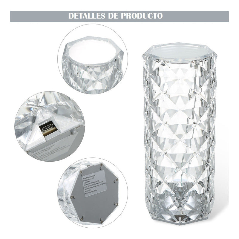 Pack X2 Lámpara Cristal Mesa Lámpara Led Decorativa Táctil