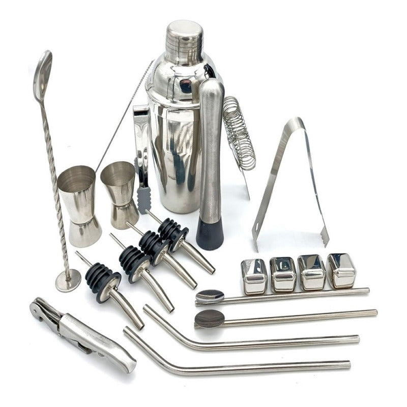 Juego De Coctelera Profesional 22 Piezas Kit Bartender Bar