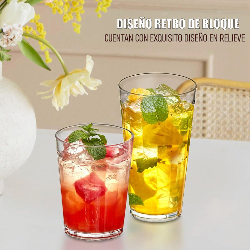 Set 6 Vasos De Vidrio Vasos Vidrio Jugo Juego De Vasos 350ml